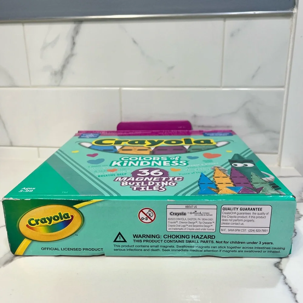 New CreateOn Crayola Colors Kindness Magnetic Tiles, Building Kids Set Ages 3/up